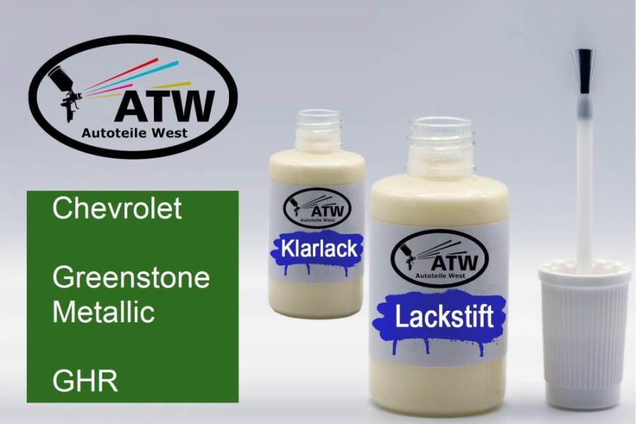 Chevrolet, Greenstone Metallic, GHR: 20ml Lackstift + 20ml Klarlack - Set, von ATW Autoteile West.
